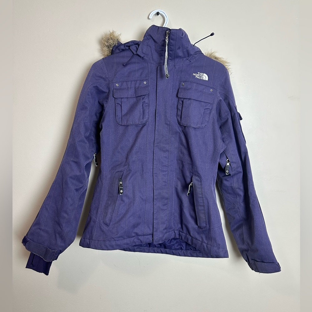 The North Face Size S Purple Jacket with Fur Trim